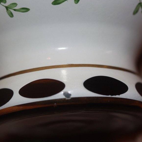 Czech Bohemian Glass Green Cased to White Small Bowl Hand Painted LOT 8155 - Picture 5 of 7